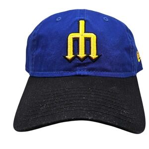 New Era 9TWENTY Seattle Mariners Hat Royal Blue Trident Logo Adjustable Cap